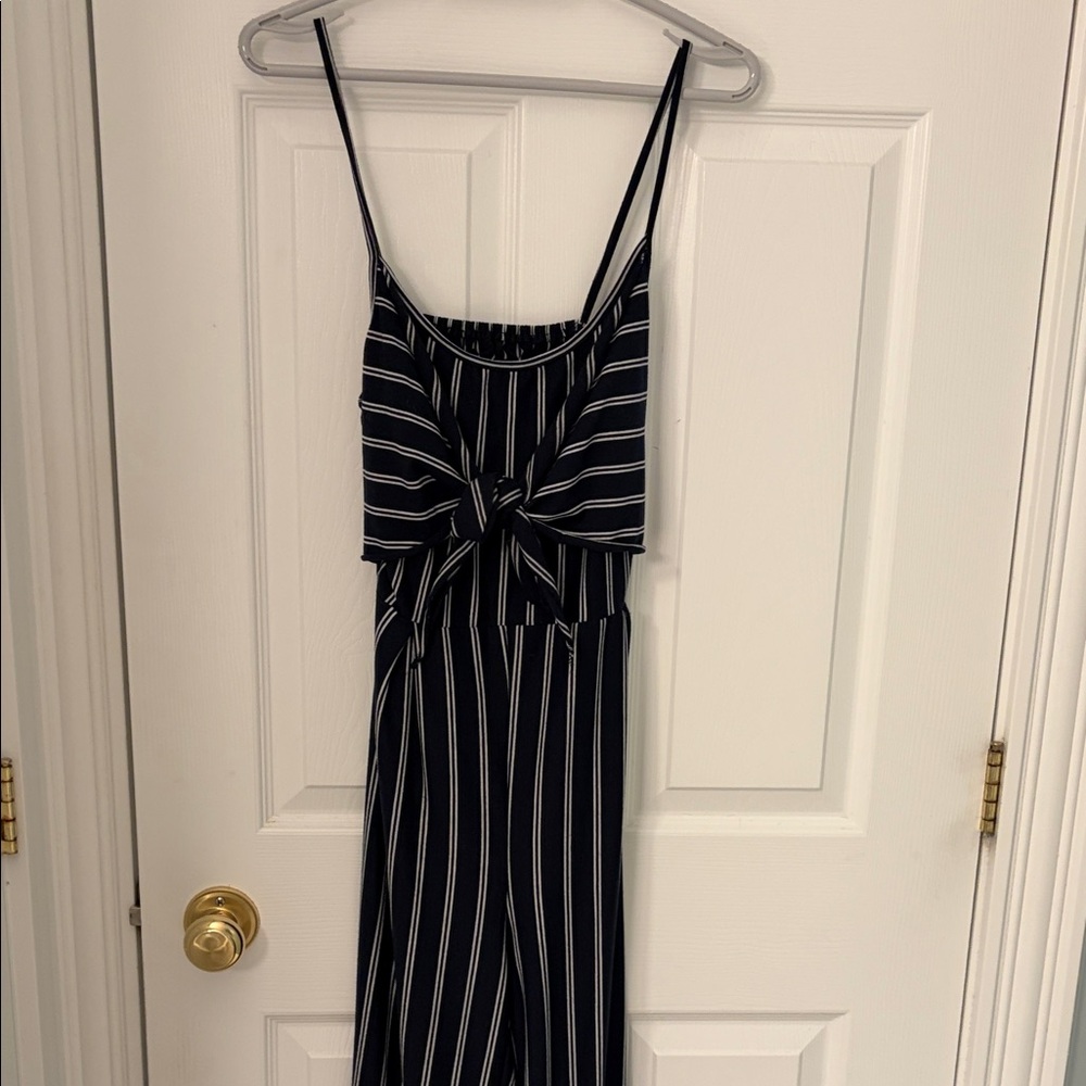 Source Unknown Black and White Striped Jumpsuit